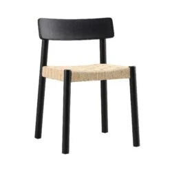 Ditton Set Of 2 Elm Wood And Jute Dining Chairs, Black -Daals Shop DCH 086 BLACK 2P WB3