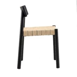Ditton Set Of 2 Elm Wood And Jute Dining Chairs, Black -Daals Shop DCH 086 BLACK 2P WB5