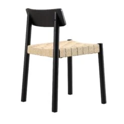 Ditton Set Of 2 Elm Wood And Jute Dining Chairs, Black -Daals Shop DCH 086 BLACK 2P WB6