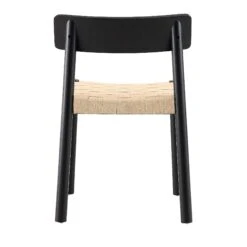 Ditton Set Of 2 Elm Wood And Jute Dining Chairs, Black -Daals Shop DCH 086 BLACK 2P WB7