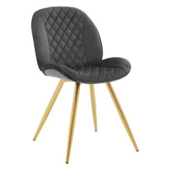 Set Of 2 Cosford Diamond Stitch Dining Chairs (Grey Velvet) -Daals Shop DCH 2092B GREY VEL 2P 2