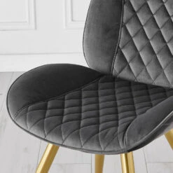 Set Of 2 Cosford Diamond Stitch Dining Chairs (Grey Velvet) -Daals Shop DCH 2092B GREY VEL 2P detail1