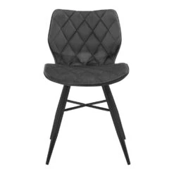 Set Of 2 Ampney Velvet Diamond Stitch Dining Chairs With Metal Legs (Dark Grey Velvet) -Daals Shop DCH 2097 GREY VEL 2P 2