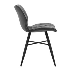 Set Of 2 Ampney Velvet Diamond Stitch Dining Chairs With Metal Legs (Dark Grey Velvet) -Daals Shop DCH 2097 GREY VEL 2P 4