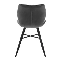 Set Of 2 Ampney Velvet Diamond Stitch Dining Chairs With Metal Legs (Dark Grey Velvet) -Daals Shop DCH 2097 GREY VEL 2P 5