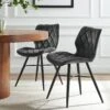 Set Of 2 Ampney Velvet Diamond Stitch Dining Chairs With Metal Legs (Dark Grey Velvet) -Daals Shop DCH 2097 GREY VEL 2P main