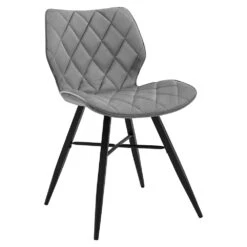 Set Of 2 Ampney Diamond Stitch Light Grey Velvet Dining Chair Set Of 2 With Metal Legs -Daals Shop DCH 2097 LIGHTGREY VEL 2P 3