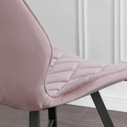 Set Of 2 Ampney Velvet Diamond Stitch Dining Chairs With Metal Legs (Dusty Pink Velvet) -Daals Shop DCH 2097 PINK VEL 2P 20 7
