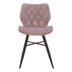 Set Of 2 Ampney Velvet Diamond Stitch Dining Chairs With Metal Legs (Dusty Pink Velvet) -Daals Shop DCH 2097 PINK VEL 2P 3