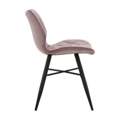 Set Of 2 Ampney Velvet Diamond Stitch Dining Chairs With Metal Legs (Dusty Pink Velvet) -Daals Shop DCH 2097 PINK VEL 2P 4