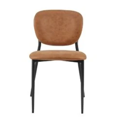 Kelmarsh Set Of 2 Cognac Colour Vegan Leather Upholstered Dining Chairs -Daals Shop DCH 2128 COGNAC KJB 2P 3