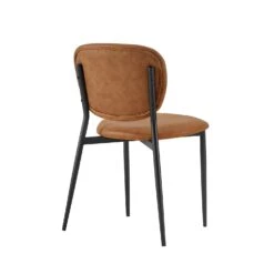 Kelmarsh Set Of 2 Cognac Colour Vegan Leather Upholstered Dining Chairs -Daals Shop DCH 2128 COGNAC KJB 2P 5