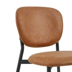 Kelmarsh Set Of 2 Cognac Colour Vegan Leather Upholstered Dining Chairs -Daals Shop DCH 2128 COGNAC KJB 2P detail1