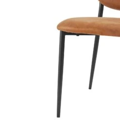 Kelmarsh Set Of 2 Cognac Colour Vegan Leather Upholstered Dining Chairs -Daals Shop DCH 2128 COGNAC KJB 2P detail2