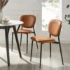 Kelmarsh Set Of 2 Cognac Colour Vegan Leather Upholstered Dining Chairs -Daals Shop DCH 2128 COGNAC KJB 2P main