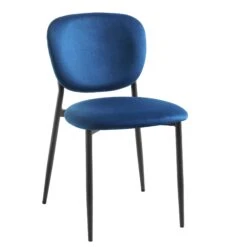 Kelmarsh Set Of 2 Navy Blue Velvet Upholstered Dining Chairs -Daals Shop DCH 2128 NAVY VEL 2P WB3
