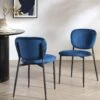 Kelmarsh Set Of 2 Navy Blue Velvet Upholstered Dining Chairs