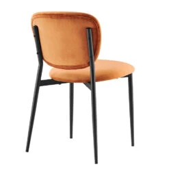 Kelmarsh Set Of 2 Orange Velvet Upholstered Dining Chairs -Daals Shop DCH 2128 ORANGEL VEL 2P 5