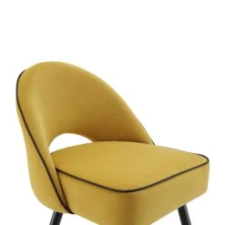 Oakley Set Of 2 Mustard Yellow Velvet Upholstered Dining Chairs With Piping -Daals Shop DCH 2138 MUSTARD VEL 2P detail1