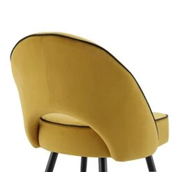 Oakley Set Of 2 Mustard Yellow Velvet Upholstered Dining Chairs With Piping -Daals Shop DCH 2138 MUSTARD VEL 2P detail3