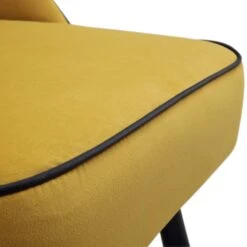 Oakley Set Of 2 Mustard Yellow Velvet Upholstered Dining Chairs With Piping -Daals Shop DCH 2138 MUSTARD VEL 2P detail4