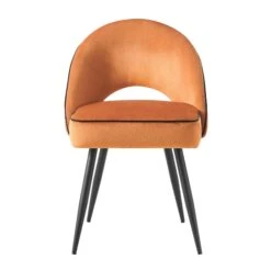 Oakley Set Of 2 Orange Velvet Upholstered Dining Chairs With Contrast Piping 13 Oakley Set Of 2 Orange Velvet Upholstered Dining Chairs With Contrast Piping -Daals Shop DCH 2138 ORANGE VEL 2P WB3