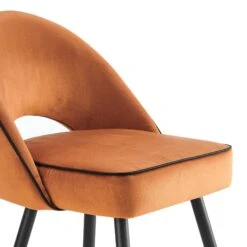 Oakley Set Of 2 Orange Velvet Upholstered Dining Chairs With Contrast Piping 18 Oakley Set Of 2 Orange Velvet Upholstered Dining Chairs With Contrast Piping -Daals Shop DCH 2138 ORANGE VEL 2P detail1