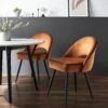 Oakley Set Of 2 Orange Velvet Upholstered Dining Chairs With Contrast Piping -Daals Shop DCH 2138 ORANGE VEL 2P main a52ffff0 019c 4517 941d 668b5b38824a