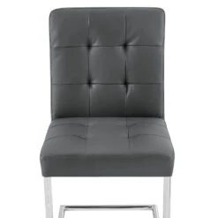 Keyston Set Of 2 Dark Grey PU Leather Upholstered Dining Chairs With Chrome Legs -Daals Shop DCH 2140 DARKGREY PU 2P detail1