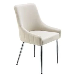 Garnet Set Of 2 Champagne Velvet Upholstered Dining Chairs With Back Handle -Daals Shop DCH 2141 CHAMP VEL 2P WB4