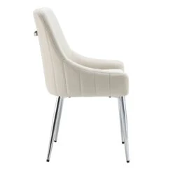 Garnet Set Of 2 Champagne Velvet Upholstered Dining Chairs With Back Handle -Daals Shop DCH 2141 CHAMP VEL 2P WB5