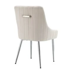 Garnet Set Of 2 Champagne Velvet Upholstered Dining Chairs With Back Handle -Daals Shop DCH 2141 CHAMP VEL 2P WB6