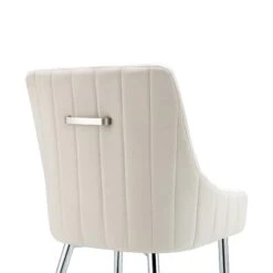 Garnet Set Of 2 Champagne Velvet Upholstered Dining Chairs With Back Handle -Daals Shop DCH 2141 CHAMP VEL 2P detail4