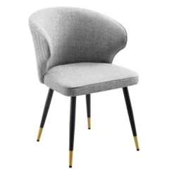 Langham Set Of 2 Grey Woven Fabric Carver Dining Chairs With Fluted Back -Daals Shop DCH 2143 GREY WOV 2P WB2