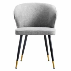 Langham Set Of 2 Grey Woven Fabric Carver Dining Chairs With Fluted Back -Daals Shop DCH 2143 GREY WOV 2P WB3