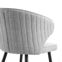 Langham Set Of 2 Grey Woven Fabric Carver Dining Chairs With Fluted Back -Daals Shop DCH 2143 GREY WOV 2P detail2