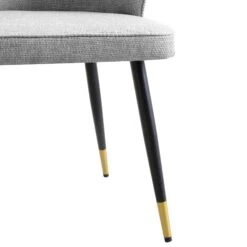 Langham Set Of 2 Grey Woven Fabric Carver Dining Chairs With Fluted Back -Daals Shop DCH 2143 GREY WOV 2P detail4