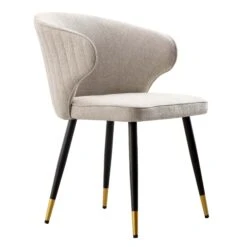 Langham Set Of 2 Oatmeal Woven Fabric Carver Dining Chairs With Fluted Back 21 Langham Set Of 2 Oatmeal Woven Fabric Carver Dining Chairs With Fluted Back -Daals Shop DCH 2143 TAUPE WOV 2P WB4