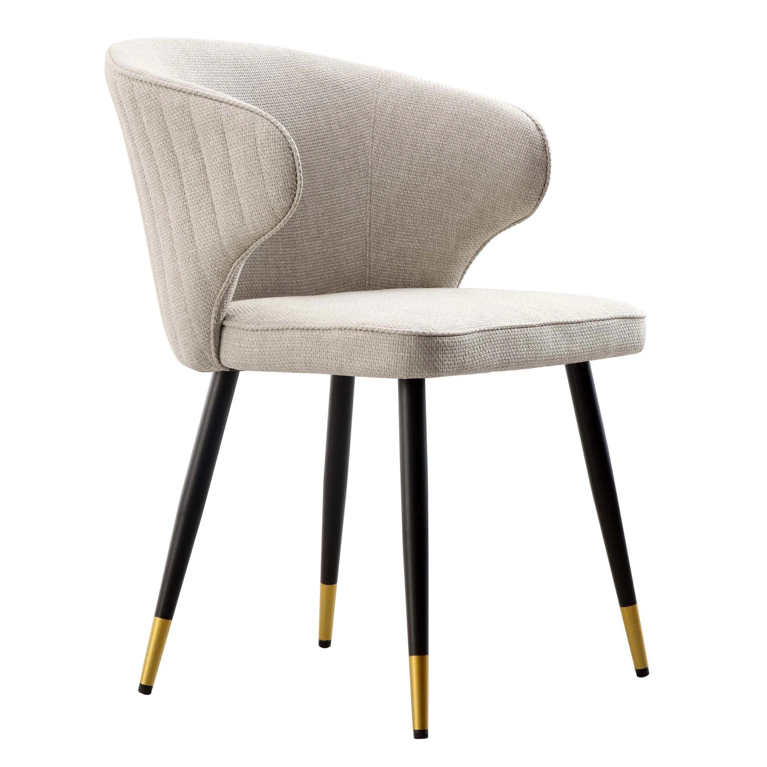 Langham Set Of 2 Oatmeal Woven Fabric Carver Dining Chairs With Fluted Back 8 Langham Set Of 2 Oatmeal Woven Fabric Carver Dining Chairs With Fluted Back - Image 6