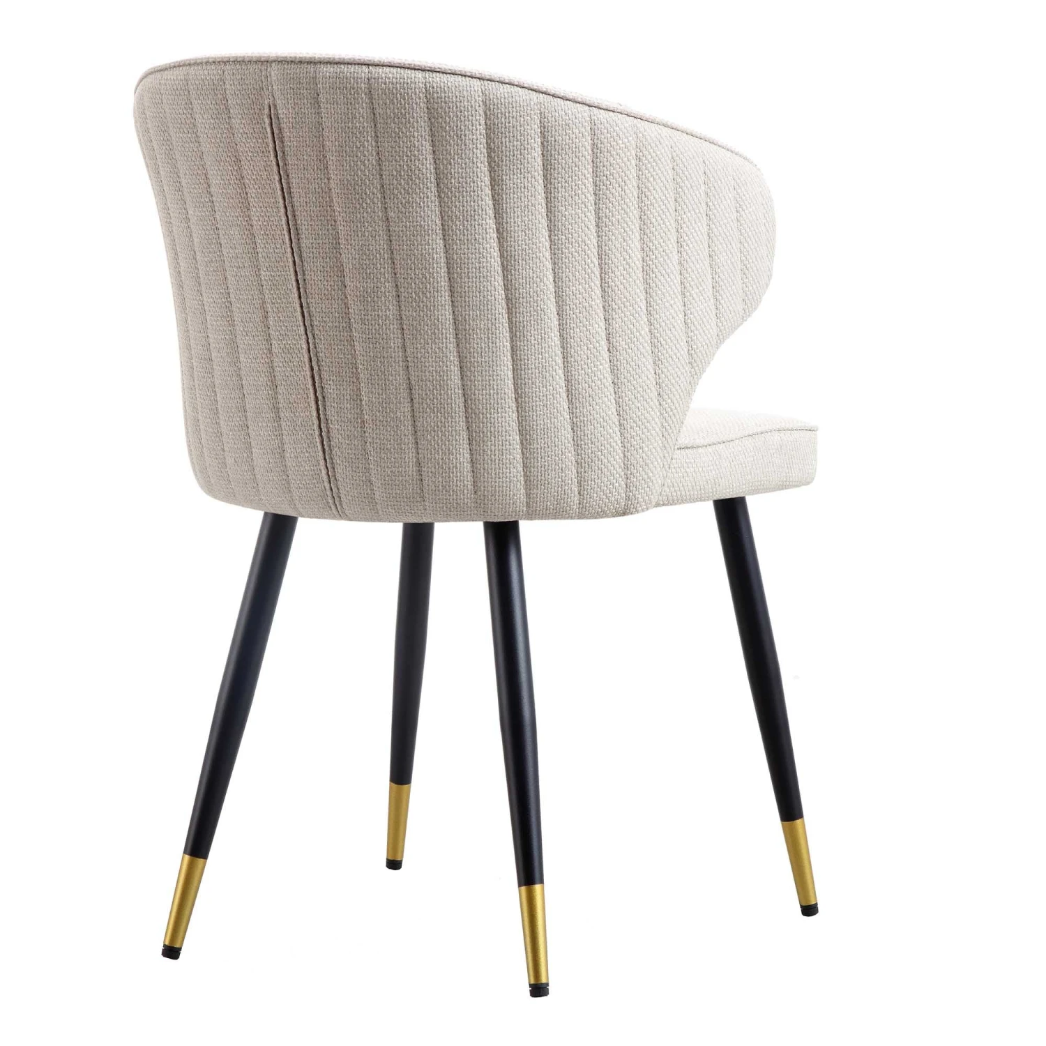 Langham Set Of 2 Oatmeal Woven Fabric Carver Dining Chairs With Fluted Back 11 Langham Set Of 2 Oatmeal Woven Fabric Carver Dining Chairs With Fluted Back - Image 9