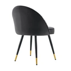 Miyae Set Of 2 Pleated Charcoal Velvet Upholstered Dining Chairs -Daals Shop DCH 2144 CHARCOAL VEL 2P WB6