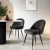 Miyae Set Of 2 Pleated Charcoal Velvet Upholstered Dining Chairs -Daals Shop DCH 2144 CHARCOAL VEL 2P main