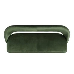 Oakley Dark Green Velvet Upholstered 3 Seater Dining Bench With Contrast Piping -Daals Shop DCH 2147 DARKGREEN VEL WB3