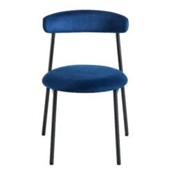 Donna Set Of 2 Navy Blue Velvet Dining Chairs -Daals Shop DCH 2149 NAVY VEL 2P WB2