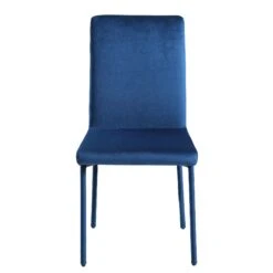 Fernie Set Of 2 Navy Blue Velvet Dining Chairs With Upholstered Legs -Daals Shop DCH 2151 NAVY VEL 2P WB2
