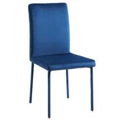 Fernie Set Of 2 Navy Blue Velvet Dining Chairs With Upholstered Legs -Daals Shop DCH 2151 NAVY VEL 2P WB3