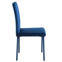 Fernie Set Of 2 Navy Blue Velvet Dining Chairs With Upholstered Legs -Daals Shop DCH 2151 NAVY VEL 2P WB4