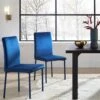 Fernie Set Of 2 Navy Blue Velvet Dining Chairs With Upholstered Legs -Daals Shop DCH 2151 NAVY VEL 2P main