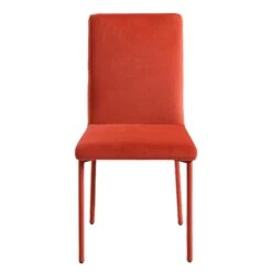 Fernie Set Of 2 Ochre Burnt Orange Velvet Dining Chairs With Upholstered Legs -Daals Shop DCH 2151 OCHRE VEL 2P WB2