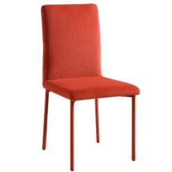 Fernie Set Of 2 Ochre Burnt Orange Velvet Dining Chairs With Upholstered Legs -Daals Shop DCH 2151 OCHRE VEL 2P WB3